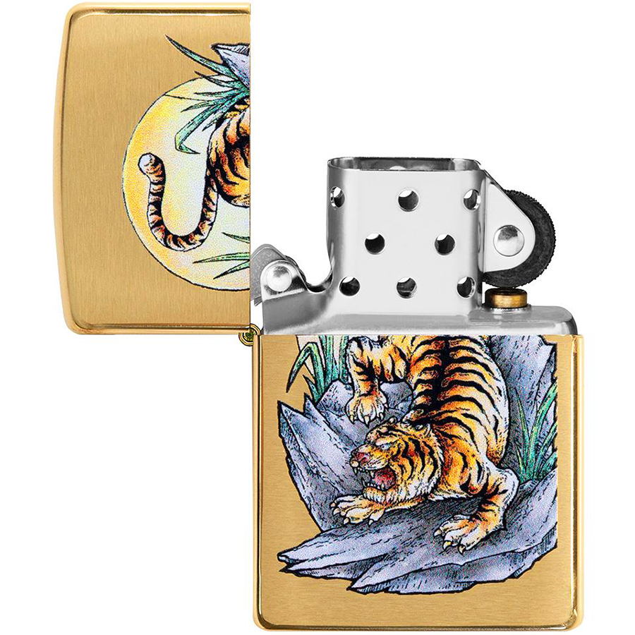 Bật Lửa Zippo 49116 – Zippo Tiger Tattoo Design Brushed Brass