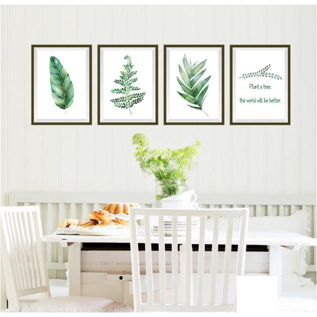 Decal trang trí tường - 4 khung tranh cỏ Bắc Âu 02