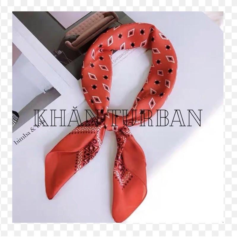 Khăn turban lụa vuông cao cấp choàng cổ size 70x70cm thanh lịch đa năng dùng làm áo yếm in hoa văn