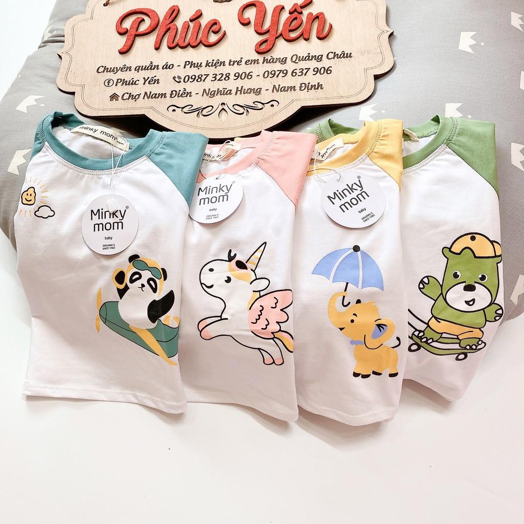 Bộ Dài Tay Cotton 100 % Minky Mom In Họa Tiết Động Vật Thú Lướt Ván_super Sale ( 7-19kg) (1327