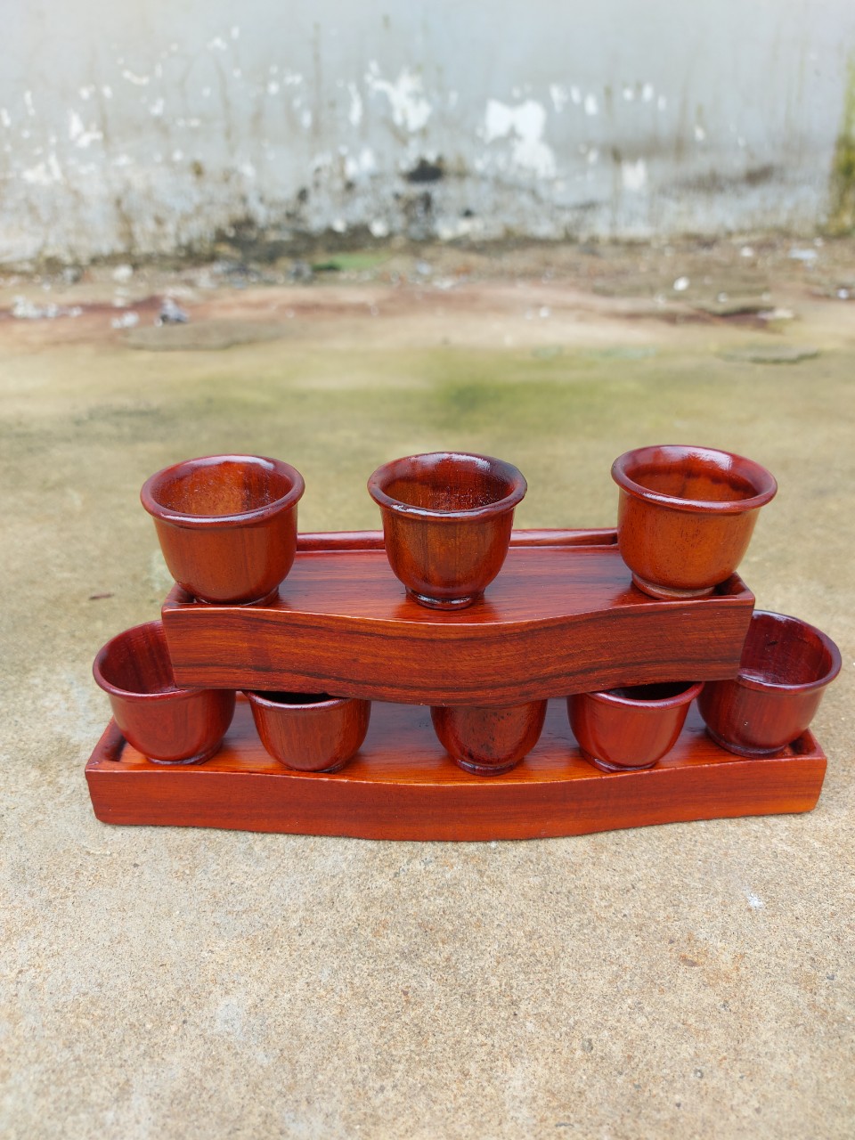 Bộ 3 ly và 5 ly nước thờ cúng gỗ hương