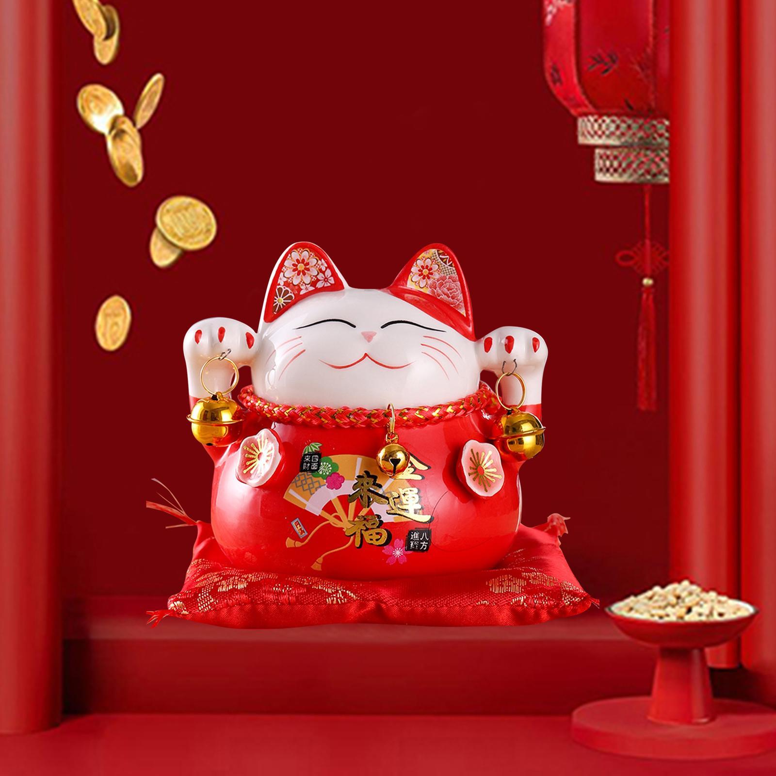 Fortune Cat Piggy Bank Japanese Decor Fengshui Creative Wealth for Home