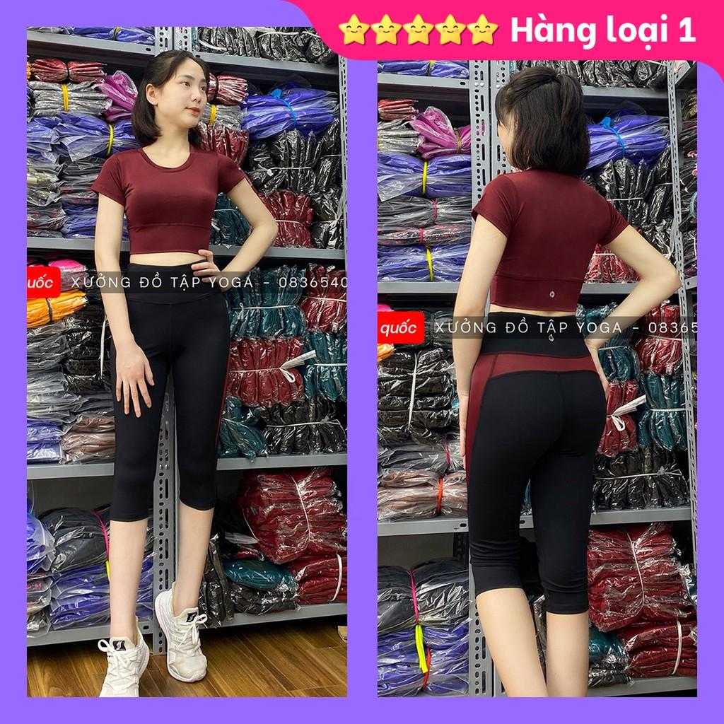 Cam kết ảnh thật 100% Set Tập Yoga, Gym, Aerobic - Set tập gym, Thể Thao Nữ lửng cộc tay