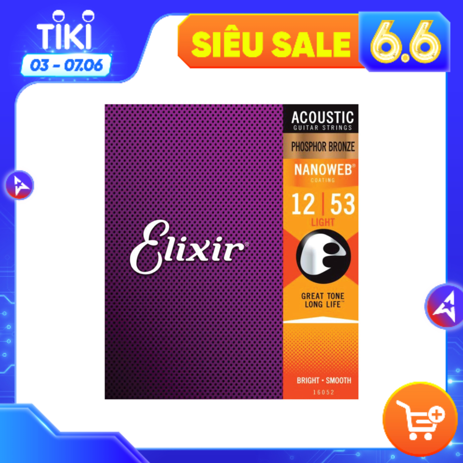 Dây Đàn Elixir Guitar Acoustic Chính Hãng Cao Cấp, ELIXIR 10-16002, ELIXIR 11-16027, ELIXIR 12-16052 - Hàng Chính Hãng