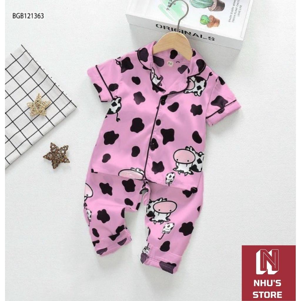 SET BỘ ĐỒ PIJAMA VẢI LỤA HÌNH BÒ SỮA DỄ THƯƠNG