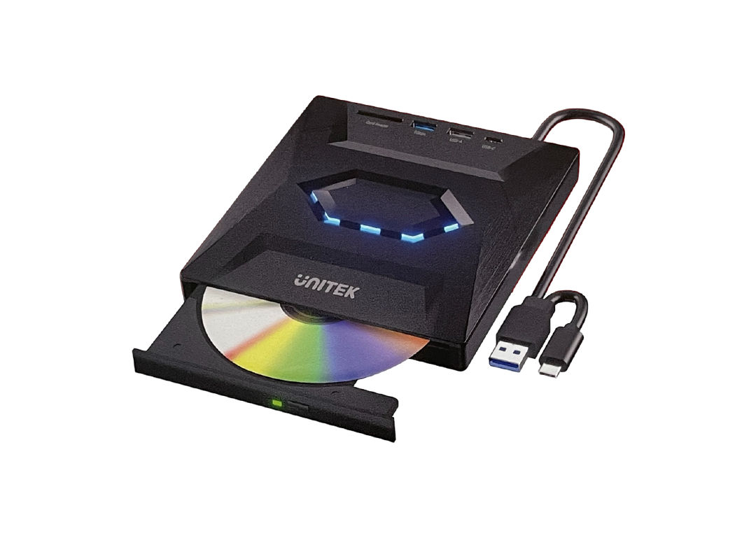 Ổ Đĩa Quang Ngoài 5 Trong 1 Có Hub USB UNITEK T1037A – Hàng Chính Hãng