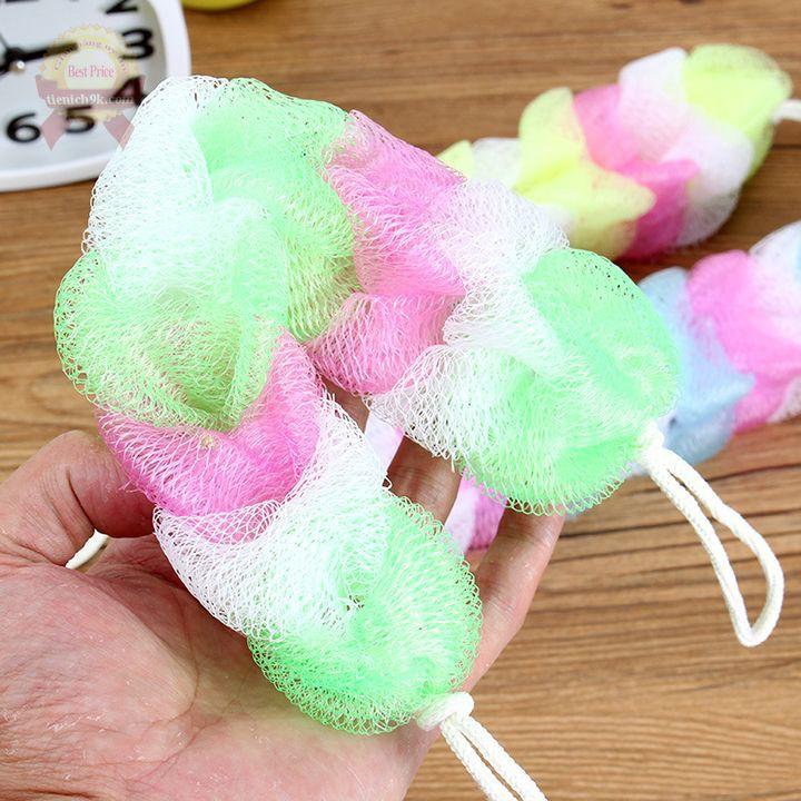 Bông tắm lưới dài chà lưng kì ghét tẩy da chết matxa có dây tiện lợi nhà tắm vệ sinh
