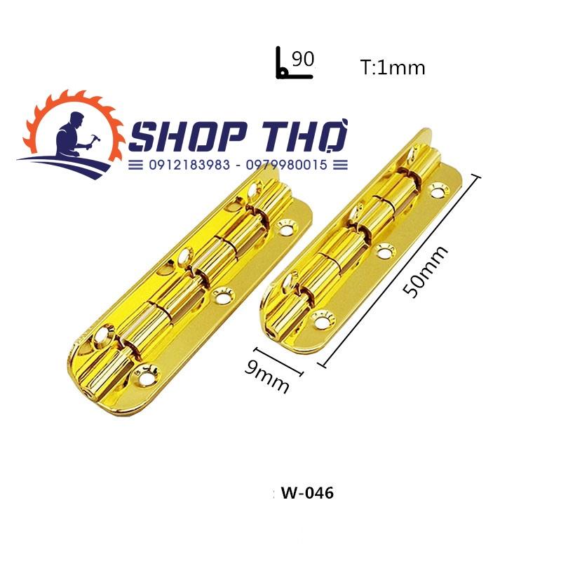 Bản lề màu vàng bo góc tròn loại dày đẹp độ mở 90 và 180 độ