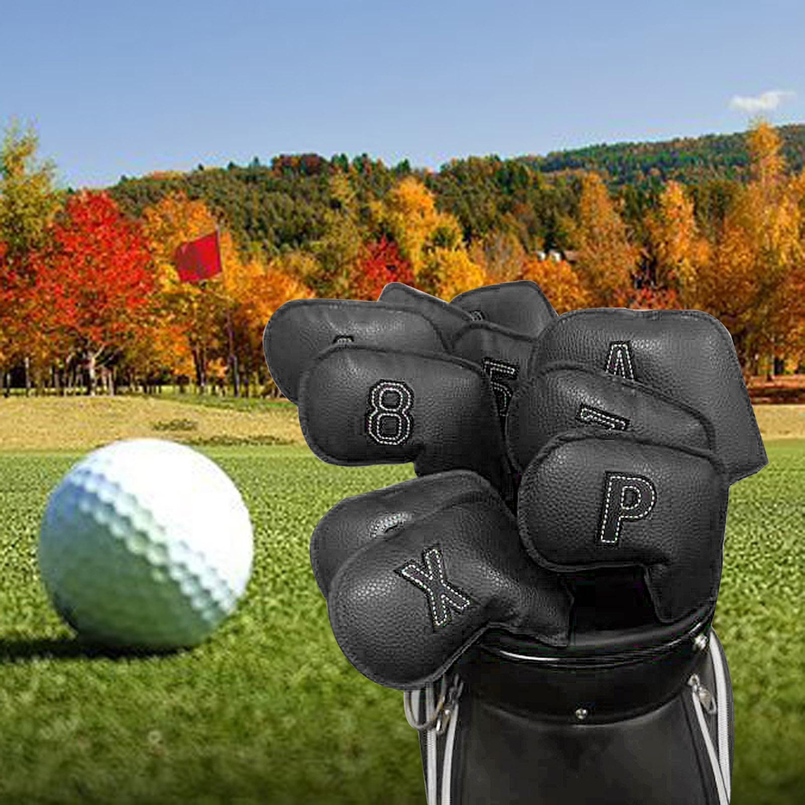 10Pack Golf Iron Headcover, 4-9,P,S,A,x Club Head Cover for All Black