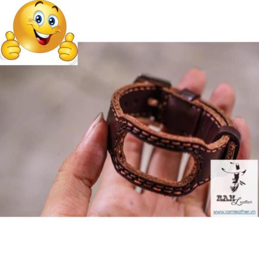 DÂY DÀNH CHO MIBAND 4 / MIBAND 3 / MIBAND 5 DA BÒ NÂU ĐẬM - DA BÒ THẬT-CHÍNH HÃNG RAM LEATHER .