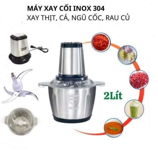 Máy Xay Thịt Cối Inox 4 Lưỡi Đa Năng Siêu Sắc Bén, Cối Xay  2 Lít, Xay Siêu Nhanh Siêu Mạnh, - Hàng Chất Lượng