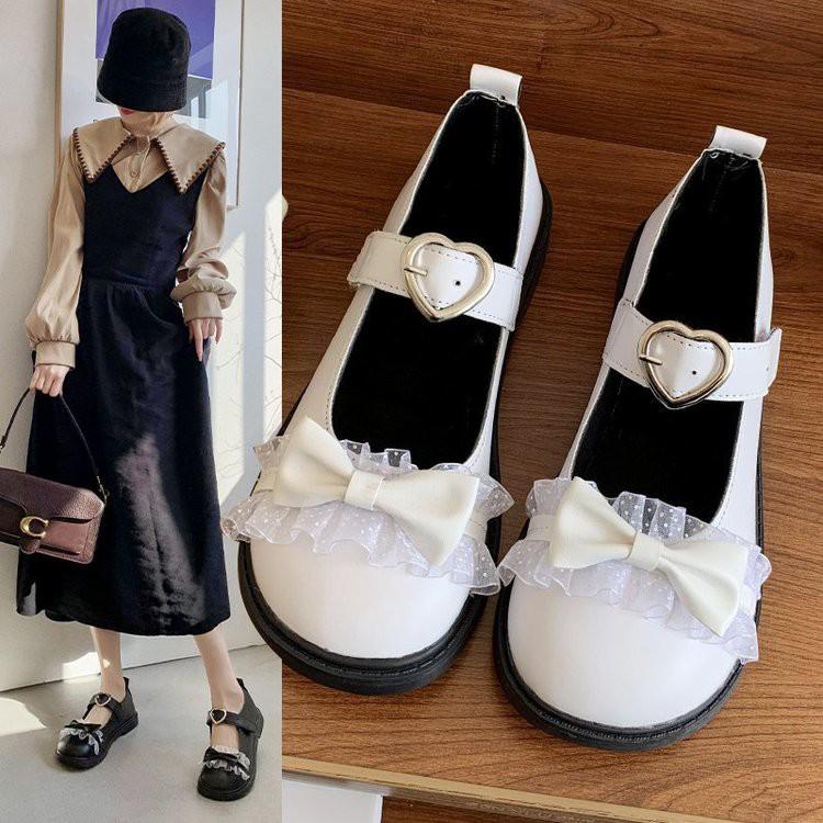 Giày Búp Bê Mũi Tròn Phối Nơ Phong Cách Hàn Quốc Cho Nữ