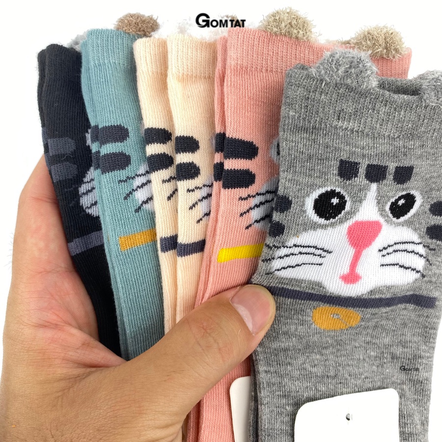 Set 5 Đôi Tất Nữ Cổ Ngắn GOMTAT Chất Liệu Cotton Hình Tai Gấu Dễ Thương Nhiều Màu Phong Cách Hàn Quốc - LISU-TAIGAU-03