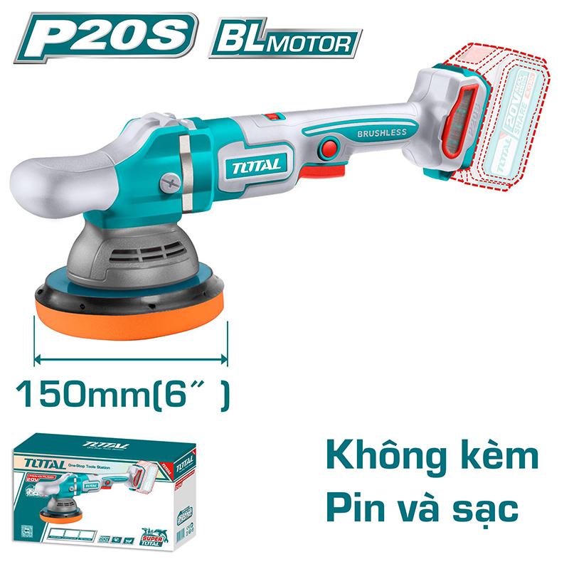 MÁY ĐÁNH BÓNG KHÔNG CHỐI THAN DÙNG PIN 20V (KHÔNG KÈM PIN &amp; SẠC) TOTAL TAPLI2015 - HÀNG CHÍNH HÃNG