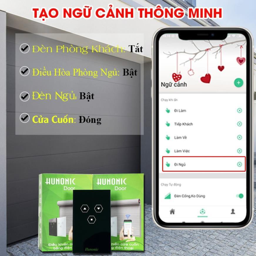 Công Tắc Cửa Cuốn Thông Minh Hunonic Door Màu Đen│Công tắc điều khiển cửa cuốn từ xa bằng điện thoại