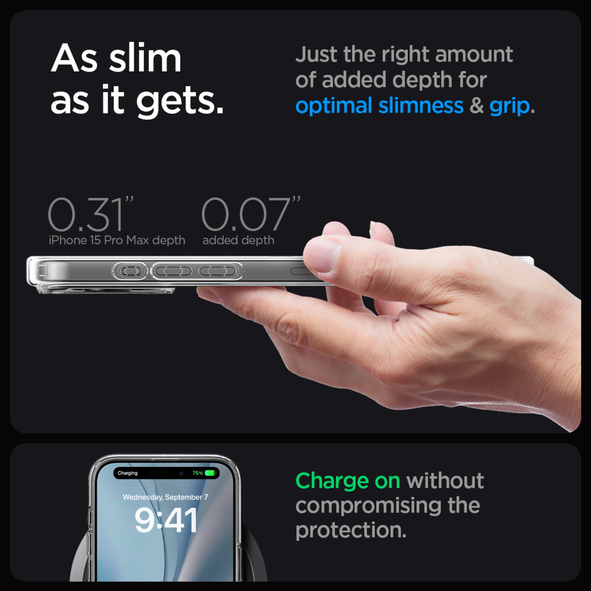 Ốp Lưng Spigen Hỗ Trợ Sạc Từ Tính Dành Cho iPhone 15 Pro Max / iPhone 15 Pro, SPIGEN CRYSTAL HYBRID MAGFIT - HÀNG CHÍNH HÃNG