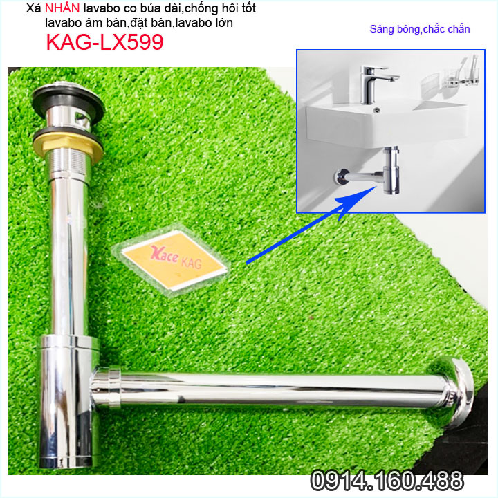Xả lavabo KAG-LX599 Korea, bộ xả bồn rửa mặt co búa cao cấp inox dày sáng bóng thoát nhanh chống hôi tốt