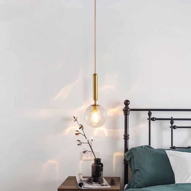 ĐÈN THẢ PHONG CÁCH BẮC ÂU CẦU THỦY TINH TRẮNG ĐỤC, CẦU THỦY TINH TRONG THÂN MẠ VÀNG ĐỒNG PHÙ HỢP ĐÈN BÀN ĂN, PHÒNG NGỦ