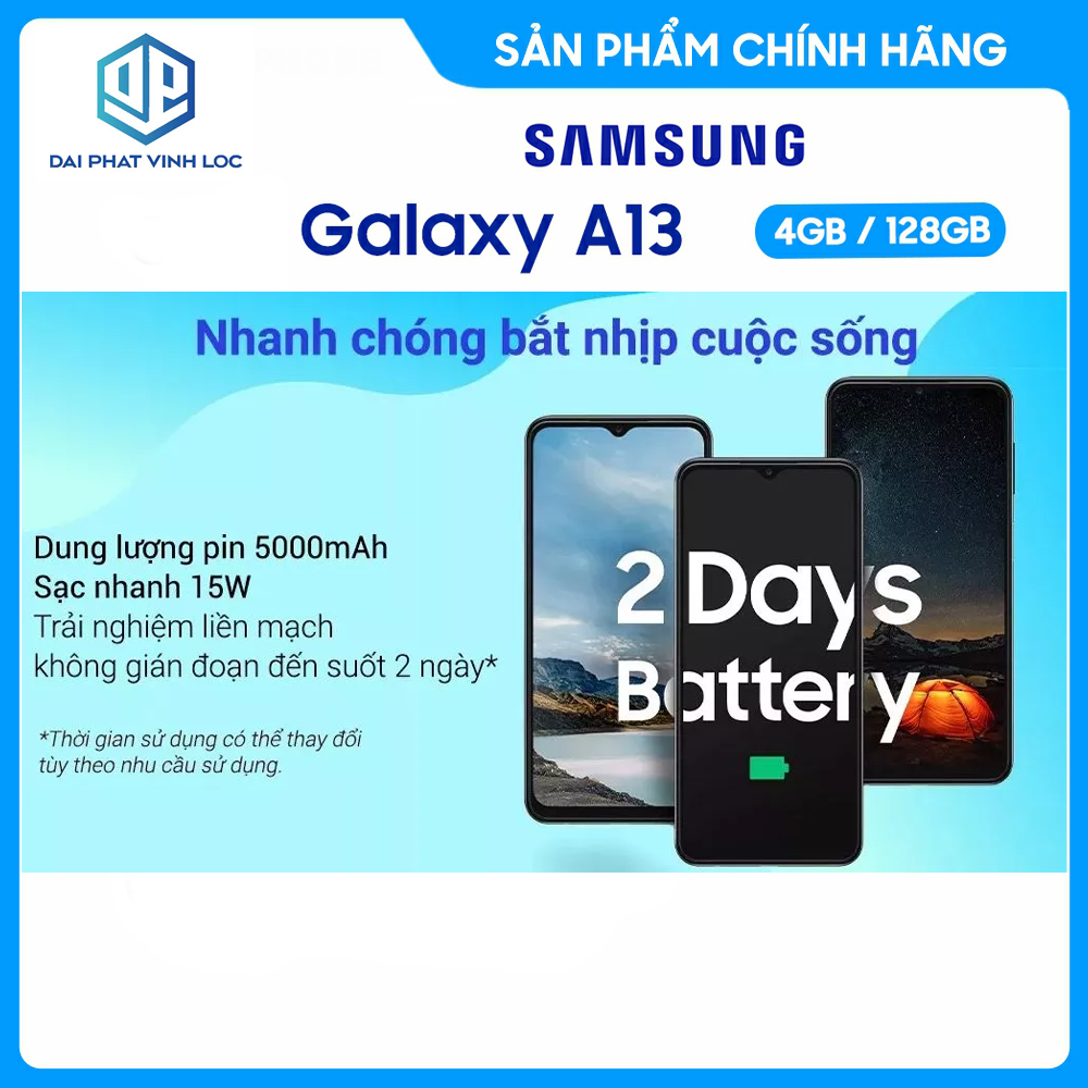 Điện Thoại Samsung Galaxy A13 - Hàng Chính Hãng, Mới 100%, Nguyên Seal | Bảo hành 12 tháng QZ4 - Màn Hình 6.6 Inches - Pin Khủng 5000 mAh