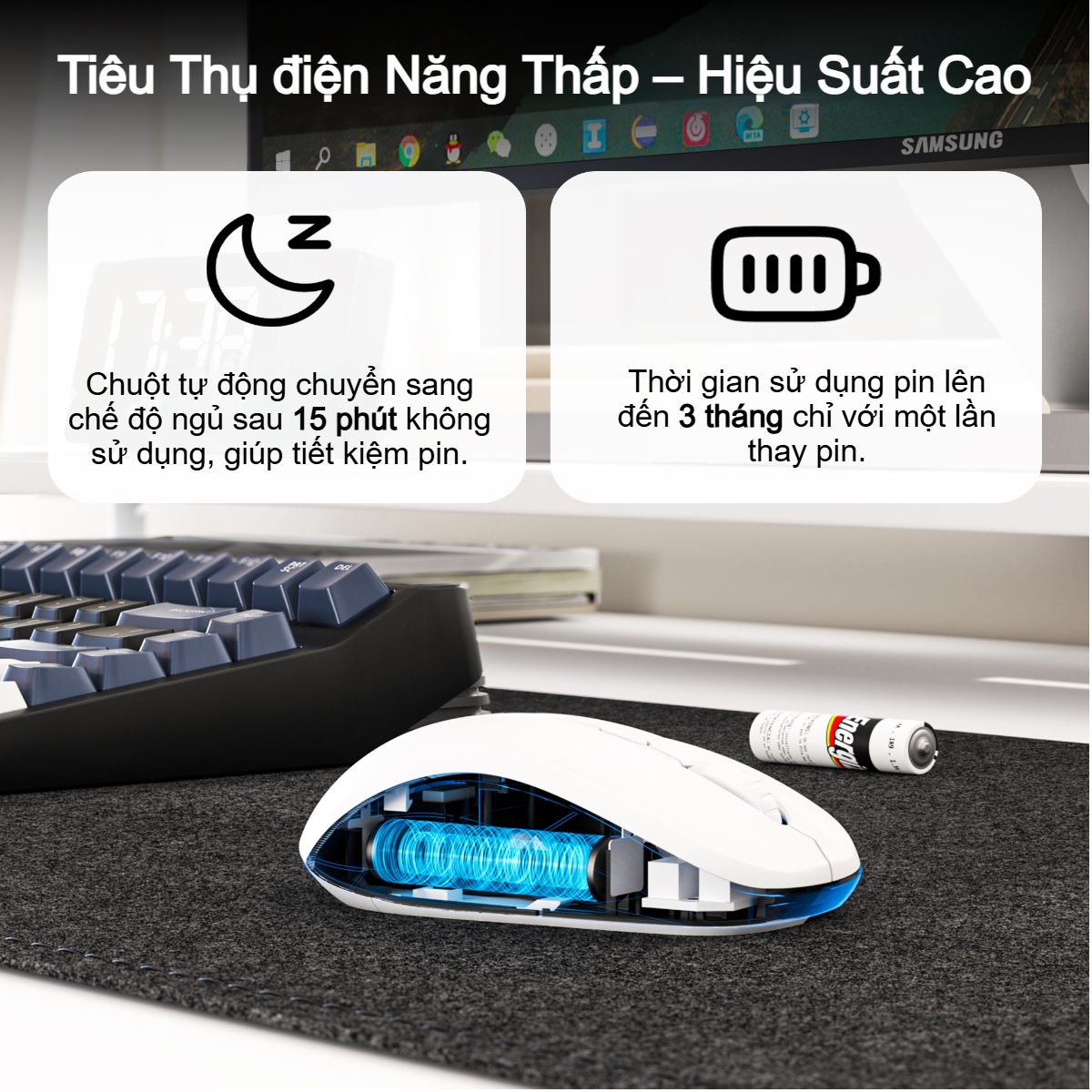 Chuột không dây 2.4G Choetech KB-002 độ nhạy chuột (DPI) 400 / 800 / 1200 - Hàng chính hãng