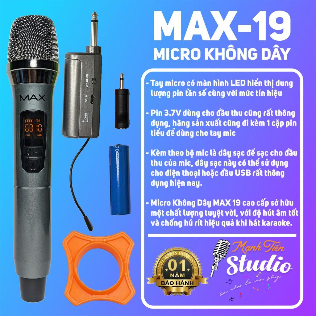 Micro không dây MAX19 dành cho karaoke gia đình,hát live stream,loa kéo âm thanh trung thực và dễ sử dụng