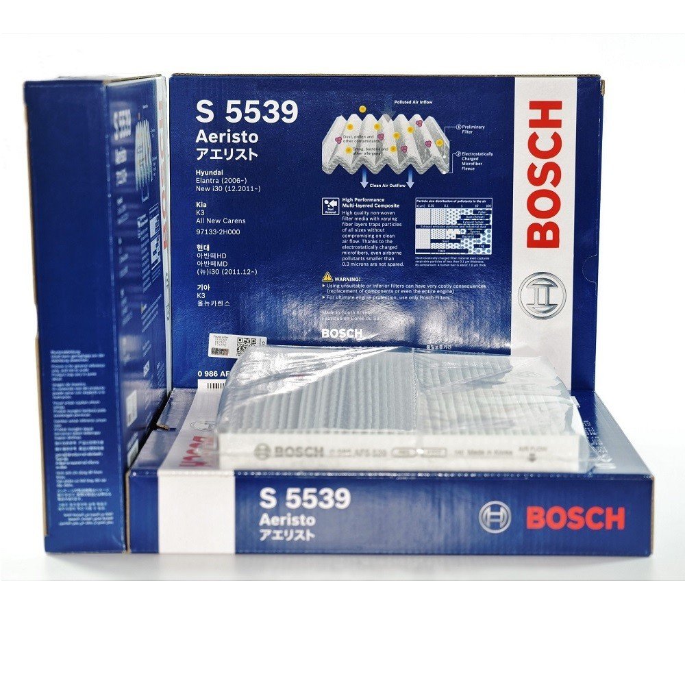 Lọc Gió Điều Hòa Aeristo Thường BOSCH Mã S5539 Dành cho Xe KIA Carens (13 - 18), Cerato (13 - 18), K3 (12 - 18)