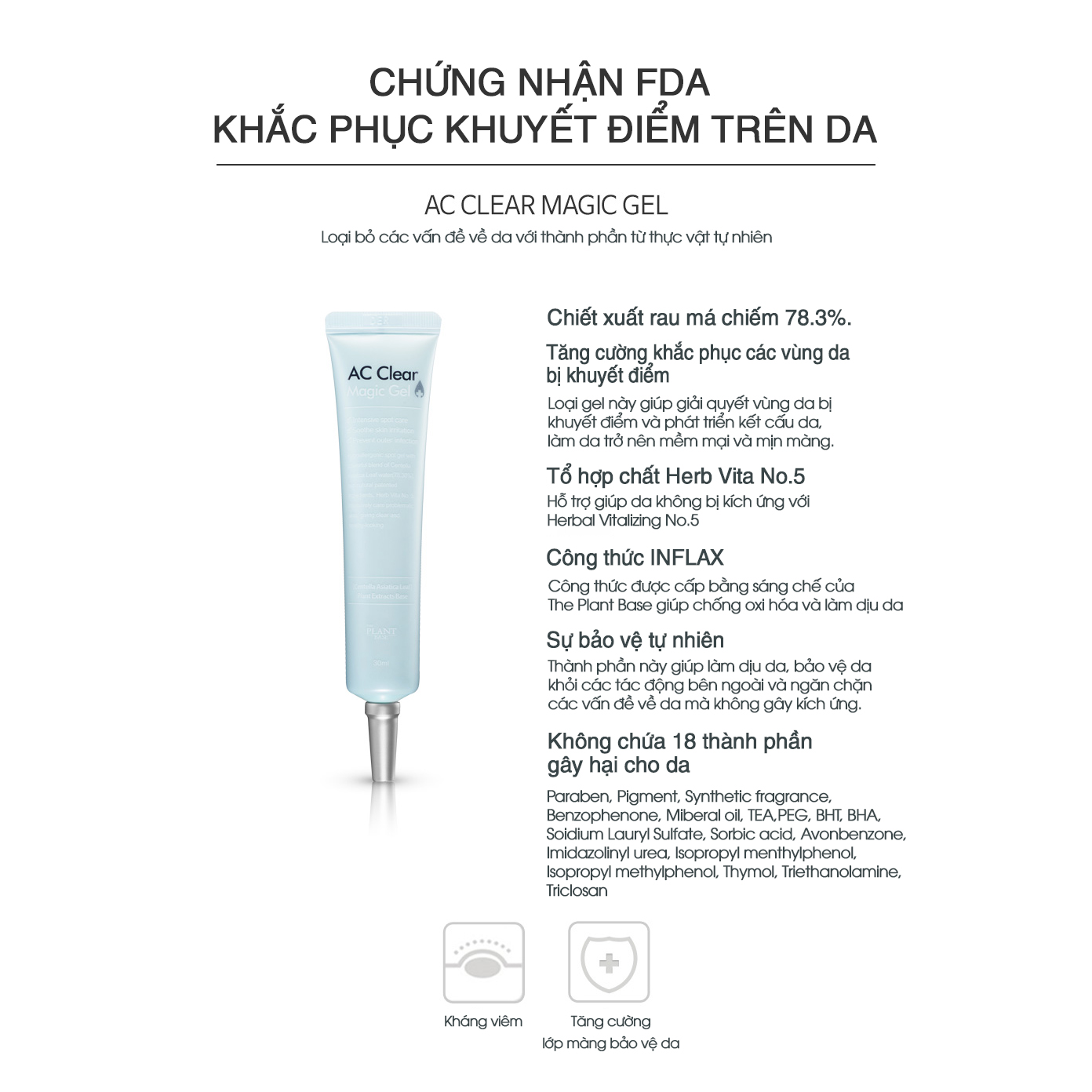 Gel hỗ trợ điều trị Mụn Ac Clear Magic Gel - The Plant Base - Loại bỏ các vấn đề về da