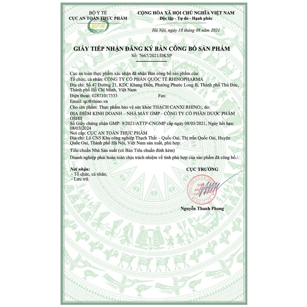 Thạch tăng chiều cao canxi RHino, giúp trẻ ăn ngon miệng, bổ sung canxi, omega , tăng chiều cao cho bé