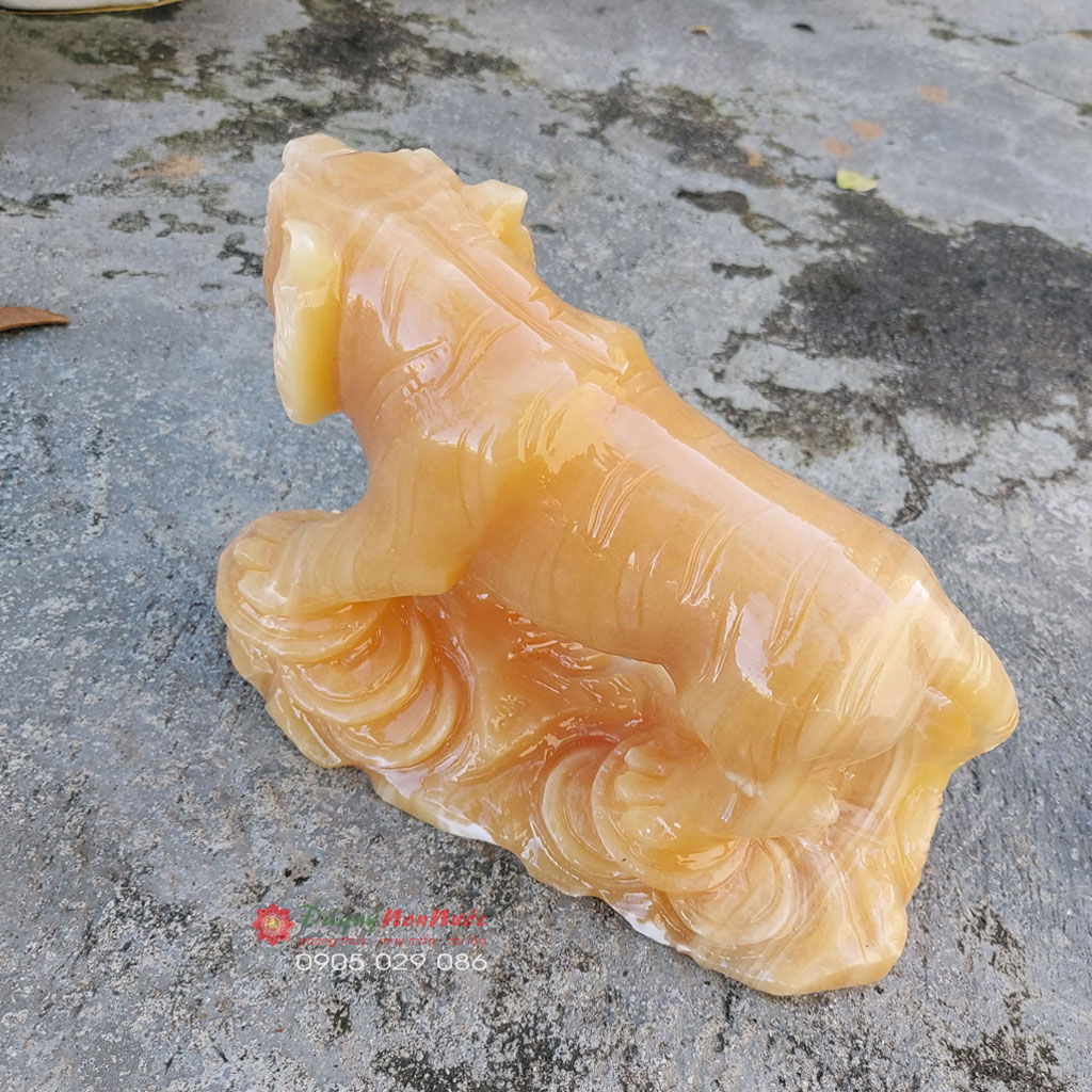 Tượng hổ phong thủy 12 con giáp đá ngọc hoàng long 20cm - đá Non Nước
