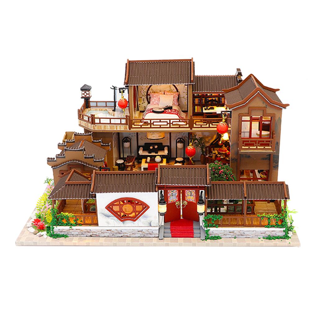 Creative Dollhouse Furniture Chinese Cottage Handmade Children With Light