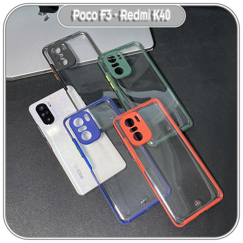 Ốp Lưng cho Xiaomi Poco F3 - Redmi K40 PC Trong Suốt Viền Màu Mỏng ,Che Camera