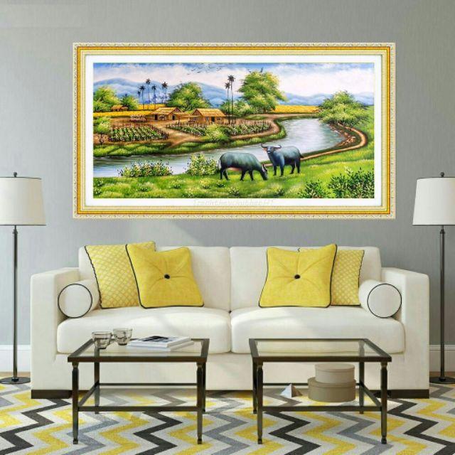 Tranh thêu 3D:100X50cm MIỀN QUÊ THANH BÌNH LV3031