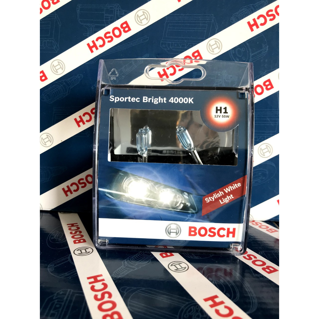 Bóng Đèn Tăng Sáng Bosch H1 12V 55W Sportec Bright 4000K (Hộp 2 bóng)