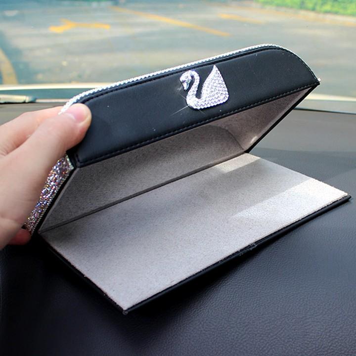 Hộp Đựng Khăn Giấy Da Đính Đá Thiên Nga - Vương Miện - Ong vàng Cao Cấp - Đẹp