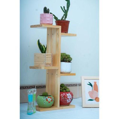 Kệ gỗ, giá đỡ cây cảnh trang trí phòng bàn làm việc lắp ghép tiện lợi 40x40x12cm