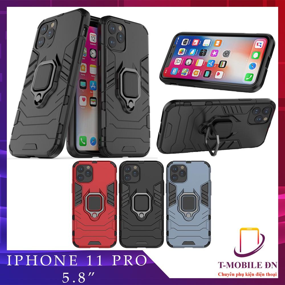 Ốp lưng cho iPhone 11 Pro iron man chống sốc kèm nhẫn xoay chống xem video bảo vệ camera