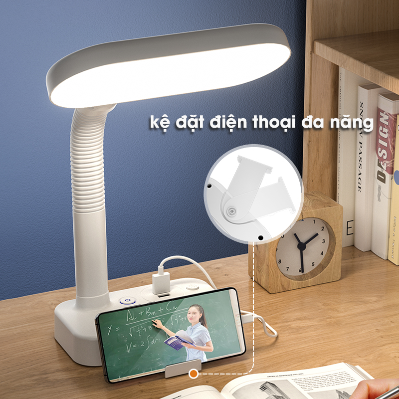 Đèn LED Để Bàn, Đèn Học Chống Cận Đọc Sách Làm Việc Kèm Ổ Cắm