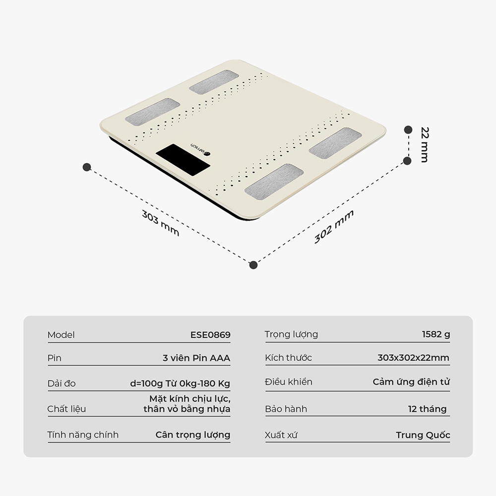 Cân Điện Tử Sức Khỏe Elmich ESE0869 , Hàng Chính Hãng, Mặt Kính Chịu Lực - JoyMall