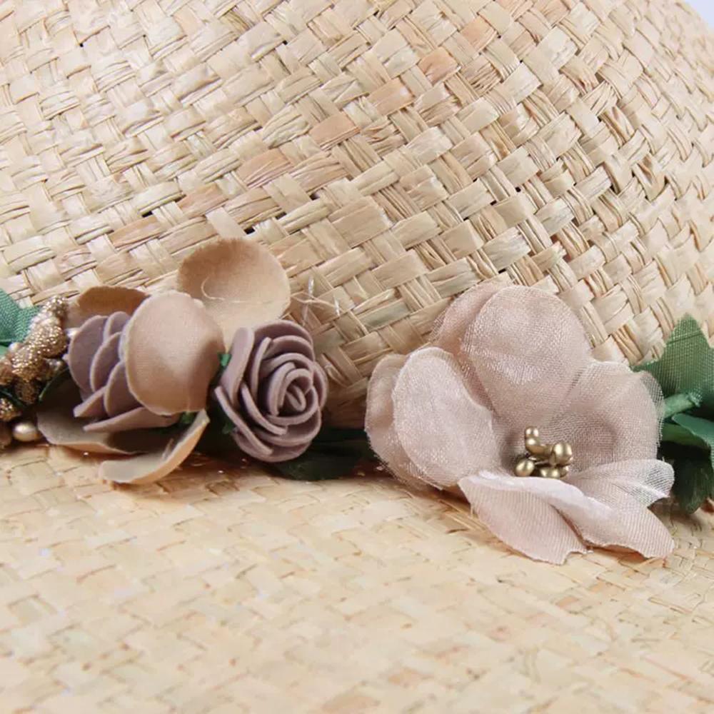 Mùa Hè Raffia Hoa Nón Nữ Lớn Rộng Vành Đi Biển Nón Hat Panama Nữ Nắp Ngoài Trời Cổ Áo Chống Nắng Tôn Nón dành Cho Nữ Gorras