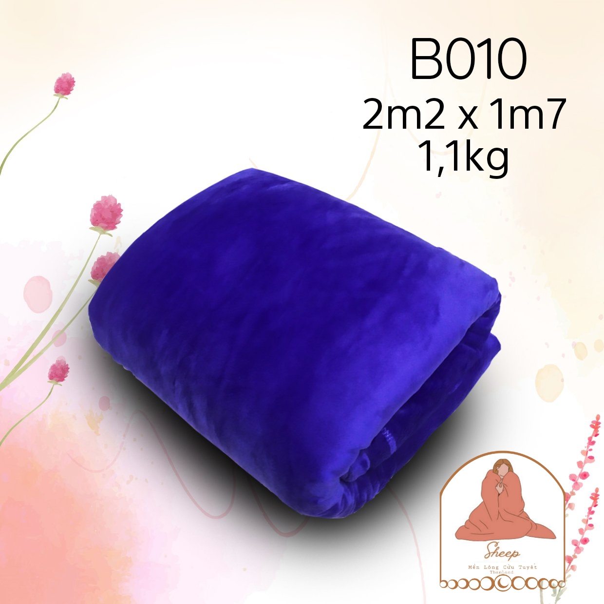Mền Lông Tuyết Thailand 2m2 X 1m7 Siêu Mịn Xanh Ngọc Trơn 1.1kg