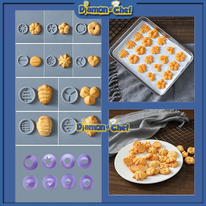 Bộ Cookies Press Nhựa 10 Mặt 8 Đui Làm Bánh Cookies, Bánh Quy v.v