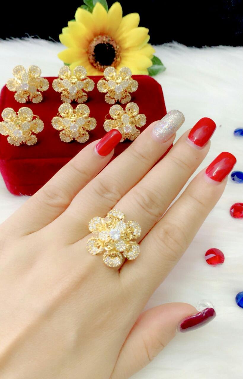 Nhẫn nữ bông hồng xi dát vàng 18k cao cấp