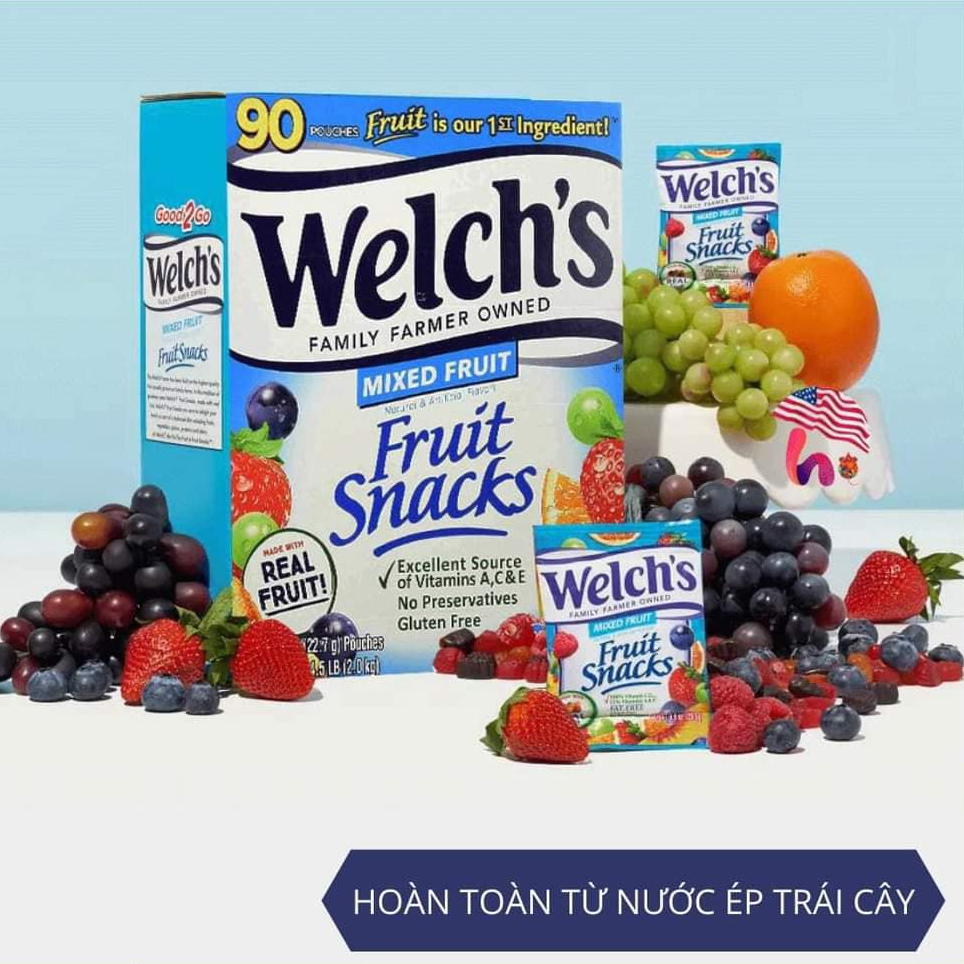 Kẹo dẻo trái cây hỗn hợp - Welch's Mixed Fruit Snack Chứa Vitamin A,C,E Giúp ăn ngon + bổ + khỏe (22,7g/gói) - Massel Official