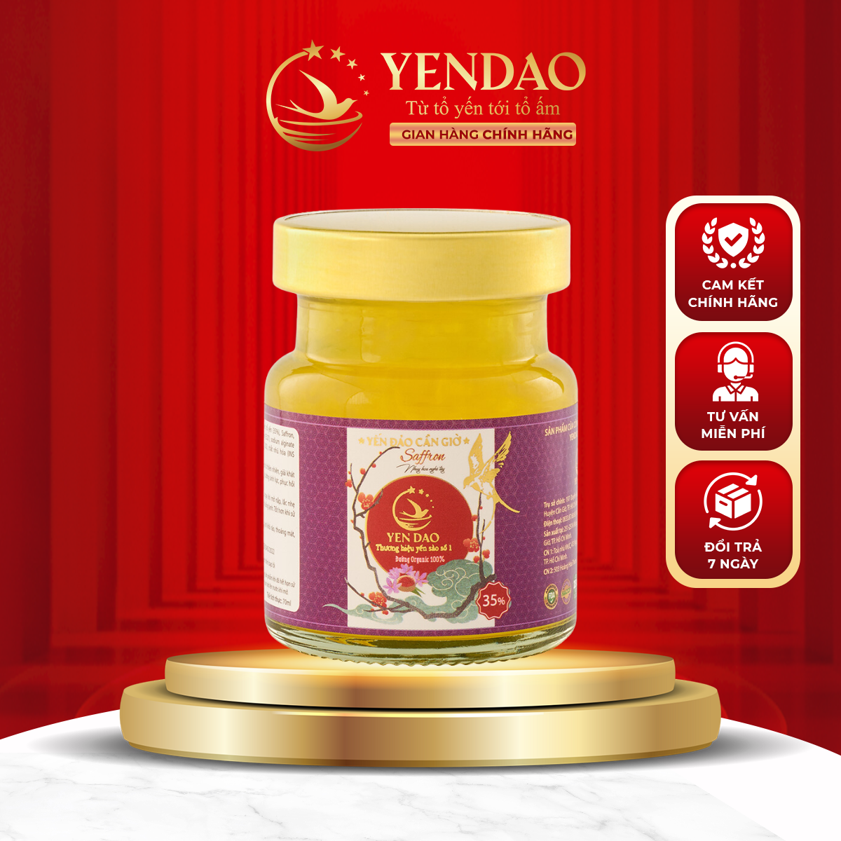 Yến Hũ Saffron Yến Đảo Tăng Cường Sinh Lực, Phục Hồi Sức Khỏe Hộp 6-8 hũ