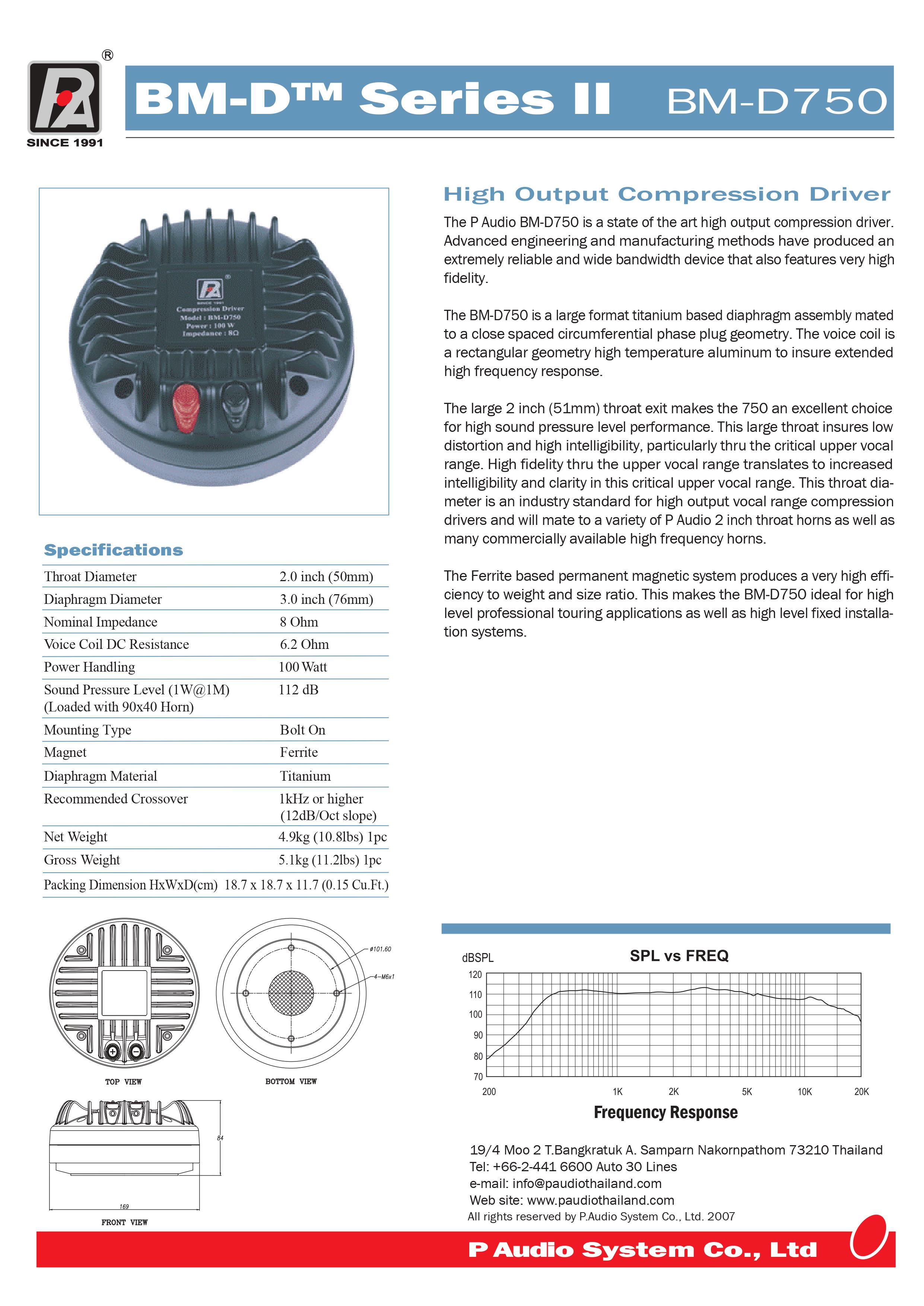 Treble Loa P.Audio BMD750 II (1 cặp) - Hàng Chính Hãng