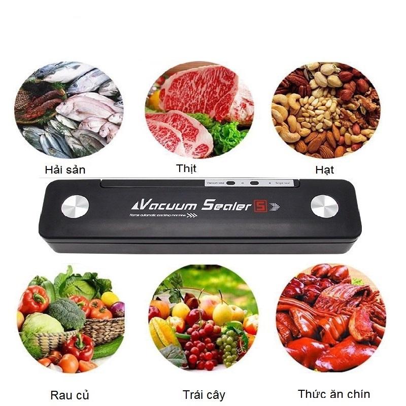 Máy hút chân không hàn miệng túi thực phẩm Vacuum Sealer giúp bảo quản thực phẩm cho gia đình tặng kèm 10 túi hút