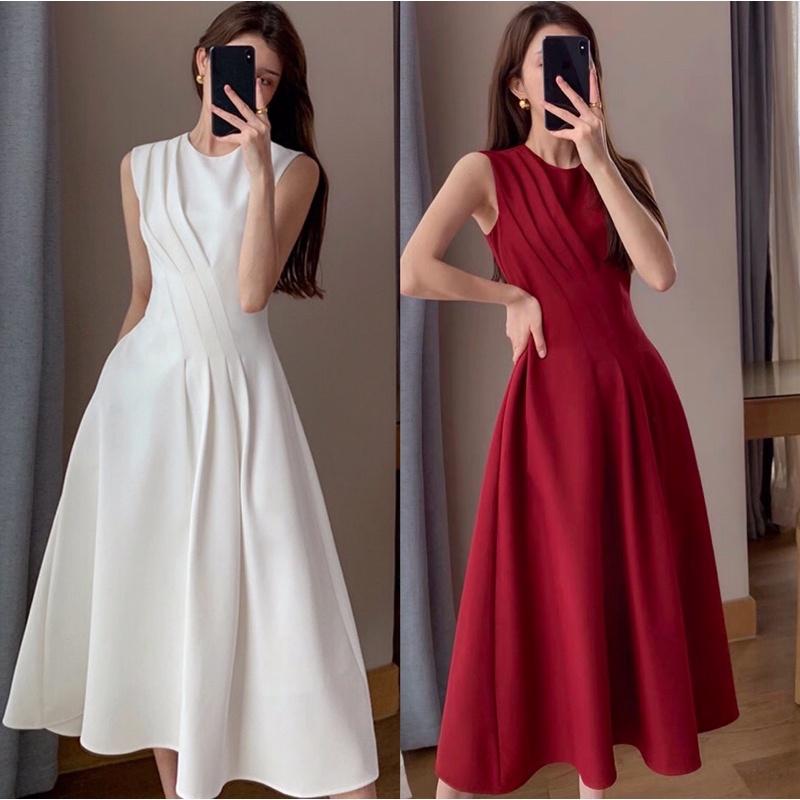Đầm maxi xếp li cách điệu - Hàng thiết kế cao cấp