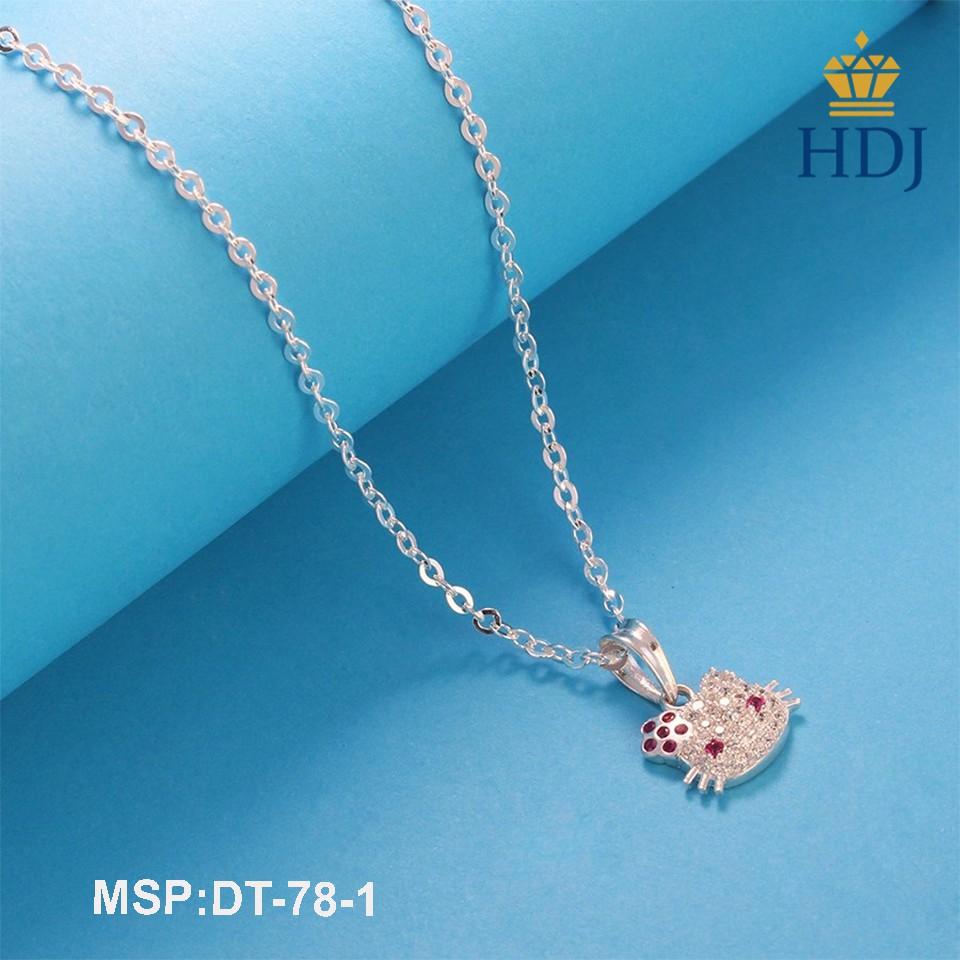 Dây chuyền bạc, vòng cổ cho bé  hình Hello Kitty đính đá đẹp trang sức  HDJ mã DT-78-1