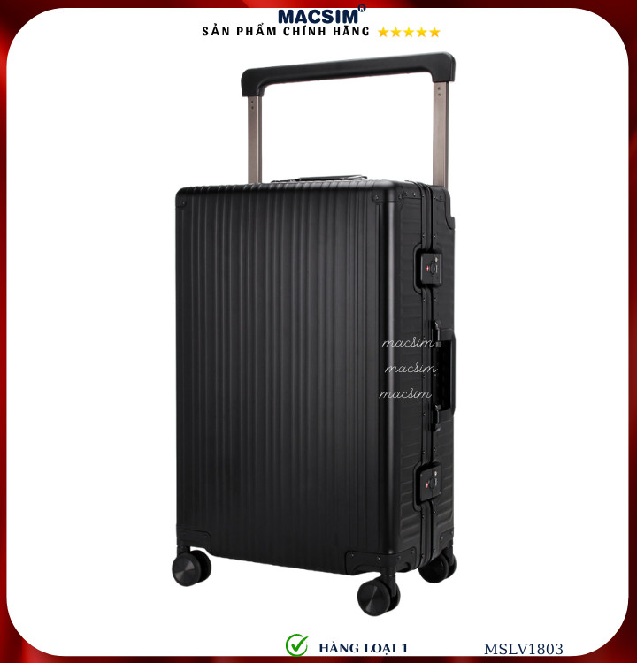 Vali hợp kim nhôm cao cấp Macsim MSLV1803 cỡ 20 inches, 24inches màu bạc hàng loại 1