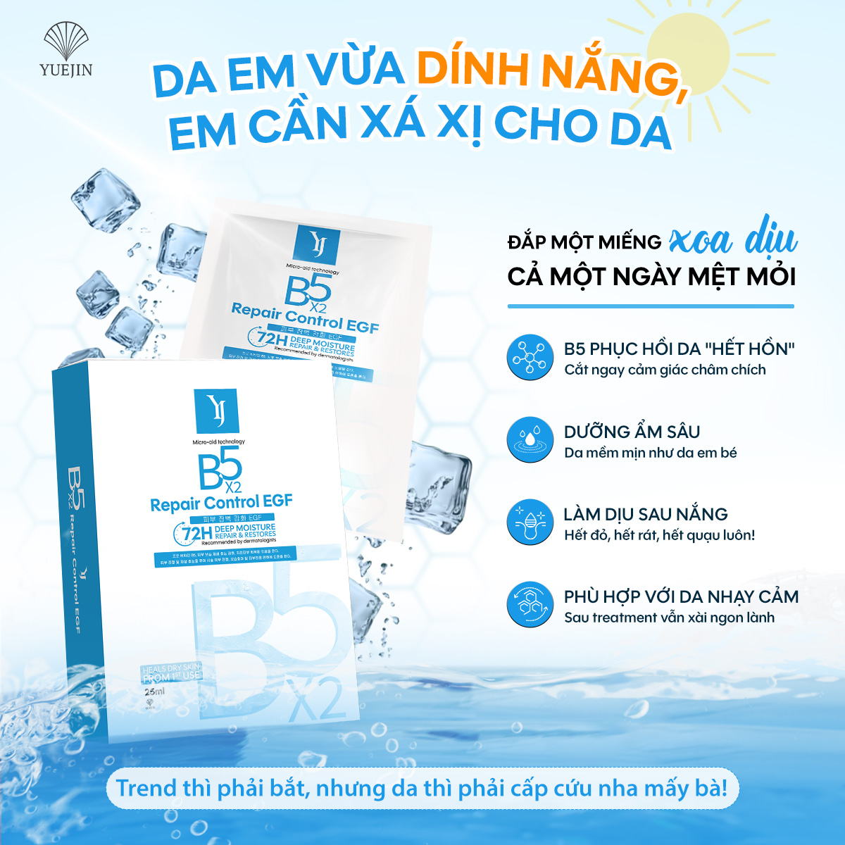 Mặt nạ Yuejin B5 Repair Control EGF Cấp ẩm phục hồi da (Lẻ 1 miếng)